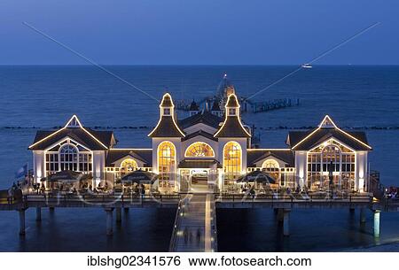 "Sellin sea bridge, pier, at dusk, Ruegen Island, Mecklenburg-Western Pomerania, Germany, Europe" View Large Photo Image Stock Photograph - "Sellin sea bridge, pier, at dusk, Ruegen Island, Mecklenburg-Western Pomerania, Germany, Europe". Fotosearch