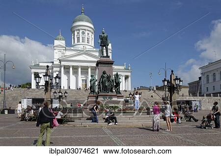 Stock Image - "Senate Square, Senaatintori, Helsinki Cathedral, Helsinki, Uusimaa, Finland, Europe". Fotosearch