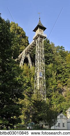 "Sendigs lift to the Elbhang hill, Saxon Switzerland, Unesco World Heritage - natural site, Saxon Switzerland, Bad Schandau, Saxon Switzerland region, Saxony, Germany, Europe" View Large Photo Image Stock Photography - "Sendigs lift to the Elbhang hill, Saxon Switzerland, Unesco World Heritage - natural site, Saxon Switzerland, Bad Schandau, Saxon Switzerland region, Saxony, Germany, Europe". Fotosearch