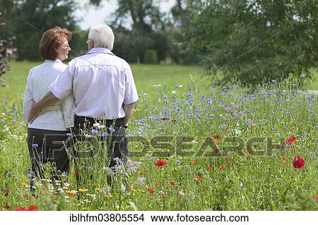 "Senior couple standing on a flower meadow, Lower Saxony, Germany, Europe" View Large Photo Image Picture - "Senior couple standing on a flower meadow, Lower Saxony, Germany, Europe". Fotosearch