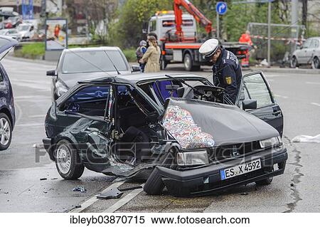 "Serious accident, wreck of a VW Polo in the street, B14 road at Neckartor, Stuttgart, Baden-Wurttemberg, Germany, Europe" View Large Photo Image Stock Photography - "Serious accident, wreck of a VW Polo in the street, B14 road at Neckartor, Stuttgart, Baden-Wurttemberg, Germany, Europe". Fotosearch