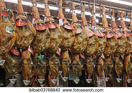 "Serrano ham from Teruel, Mercado Central market mall, Valencia, Valencia, Spain, Europe" View Large Photo Image Stock Image - "Serrano ham from Teruel, Mercado Central market mall, Valencia, Valencia, Spain, Europe". Fotosearch