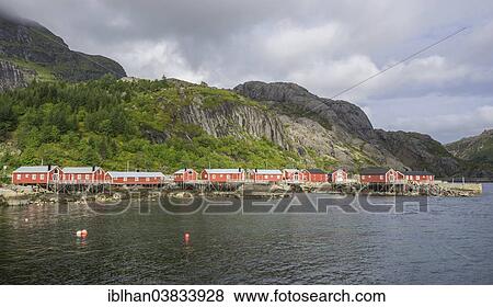 "Settlement of Rorbuer fishermen's cabins, Nusfjord, Lofoten, Nordland, Norway, Europe" View Large Photo Image Stock Photo - "Settlement of Rorbuer fishermen's cabins, Nusfjord, Lofoten, Nordland, Norway, Europe". Fotosearch