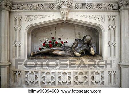 Stock Image - "Shakespeare Memorial, Southwark Cathedral, interior view, London, England, United Kingdom, Europe". Fotosearch
