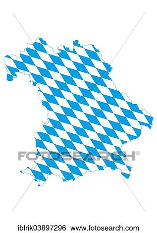 Stock Photograph - Shape of Bavaria with the pattern of the Bavarian flag. Fotosearch