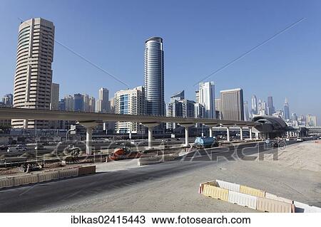 Sheik Zayed Road, road construction, Jumeirah Lake Towers, Dubai, United Arab Emirates, Middle East, Asia View Large Photo Image Stock Image - Sheik Zayed Road, road construction, Jumeirah Lake Towers, Dubai, United Arab Emirates, Middle East, Asia. Fotosearch