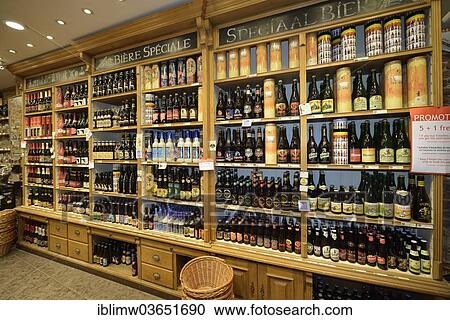 "Shelf with different types of beer in a liquor store, Brussels, Brussels Region, Belgium, Europe" View Large Photo Image Stock Image - "Shelf with different types of beer in a liquor store, Brussels, Brussels Region, Belgium, Europe". Fotosearch