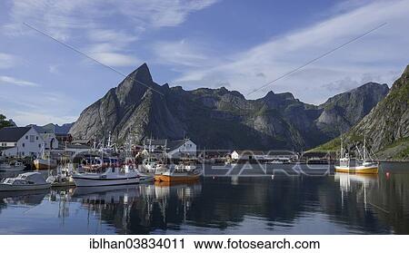 "Sheltered harbour and high mountains, Lofoten, Hamnoya, Nordland, Norway, Europe" View Large Photo Image Stock Image - "Sheltered harbour and high mountains, Lofoten, Hamnoya, Nordland, Norway, Europe". Fotosearch