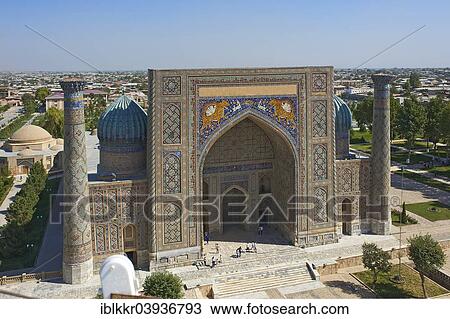 "Sher-Dor Madrasah, Registan, Samarkand, Uzbekistan, Asia" View Large Photo Image Stock Image - "Sher-Dor Madrasah, Registan, Samarkand, Uzbekistan, Asia". Fotosearch