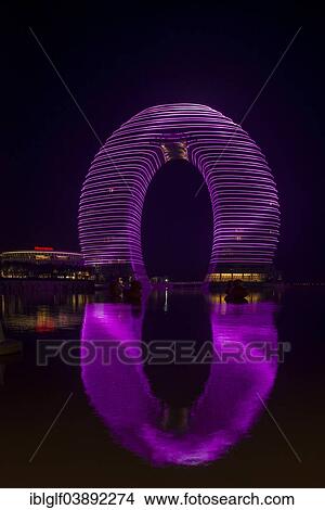 "Sheraton Hot Spring Resort, at night with magenta lighting, light show, Huzhou, Zhejiang, China, Asia" View Large Photo Image Picture - "Sheraton Hot Spring Resort, at night with magenta lighting, light show, Huzhou, Zhejiang, China, Asia". Fotosearch