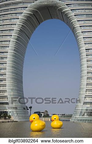 Picture - "Sheraton Hot Spring Resort, rubber ducks at the front, Taihu Lake, Huzhou, Zhejiang, China, Asia". Fotosearch
