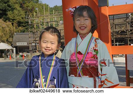"Shichi-go-san, Seven-Five-Three Festival, boy and girl in a kimono at the Kamigamo Shrine in Kyoto, Japan, East Asia, Asia" View Large Photo Image Stock Photo - "Shichi-go-san, Seven-Five-Three Festival, boy and girl in a kimono at the Kamigamo Shrine in Kyoto, Japan, East Asia, Asia". Fotosearch