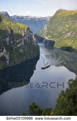 "Ship in Geirangerfjord, Geiranger, More og Romsdal, Western Norway, Norway, Europe" View Large Photo Image Stock Photograph - "Ship in Geirangerfjord, Geiranger, More og Romsdal, Western Norway, Norway, Europe". Fotosearch