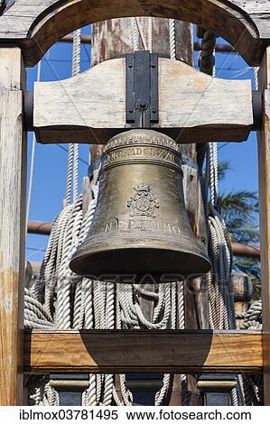 "Ship's bell on an old galleon, replica built for the film """"Pirates"""" by Roman Polanski, Porto Antico, old port of Genoa, Castelletto, Liguria, Italy, Europe" View Large Photo Image Stock Photography - "Ship's bell on an old galleon, replica built for the film """"Pirates"""" by Roman Polanski, Porto Antico, old port of Genoa, Castelletto, Liguria, Italy, Europe". Fotosearch