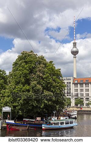 "Ships on the Spree River, TV Tower at the rear, Berlin, Berlin, Germany, Europe" View Large Photo Image Stock Image - "Ships on the Spree River, TV Tower at the rear, Berlin, Berlin, Germany, Europe". Fotosearch