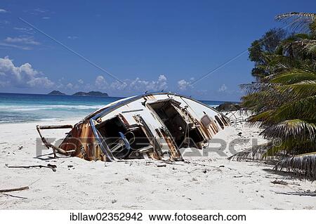 "Shipwreck on a beach, Marianne Island, Seychelles, Africa, Indian Ocean, Africa" View Large Photo Image Stock Image - "Shipwreck on a beach, Marianne Island, Seychelles, Africa, Indian Ocean, Africa". Fotosearch