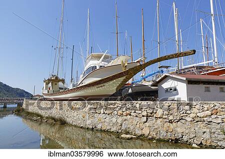 Stock Photograph - "Shipyard, Bozburun, Mugla Province, Aegean region, Turkey, Asia". Fotosearch