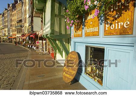 Stock Photo - "Shop selling Calvados and Cidre, Honfleur, Normandy, France, Europe". Fotosearch