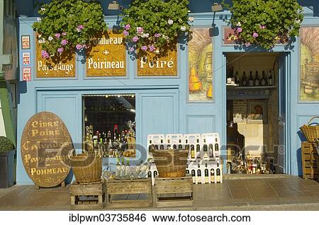 Stock Photograph - "Shop selling Calvados and Cidre, Honfleur, Normandy, France, Europe". Fotosearch