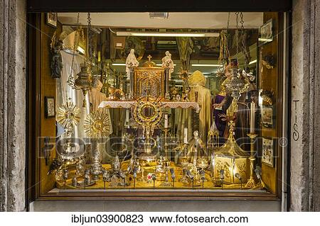 "Shop window with devotional objects and goods for priests, Rome, Lazio, Italy, Europe" View Large Photo Image Stock Image - "Shop window with devotional objects and goods for priests, Rome, Lazio, Italy, Europe". Fotosearch