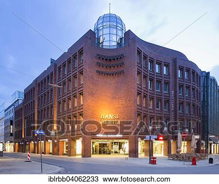 Stock Image - "Shopping arcade Hanse-Viertel, office and commercial building, Hamburg, Germany, Europe". Fotosearch
