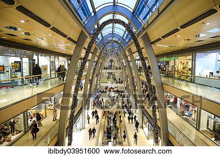 Stock Image - "Shopping center decorated for Christmas, Europa Passage, Hamburg, Germany, Europe". Fotosearch