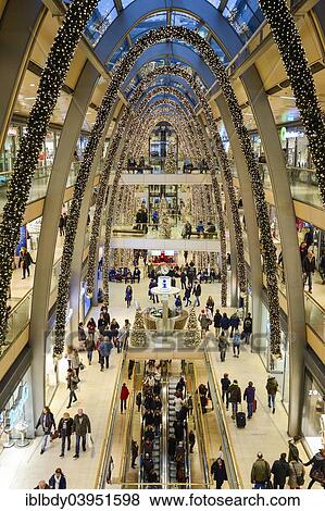Stock Photo - "Shopping center decorated for Christmas, Europa Passage, Hamburg, Germany, Europe". Fotosearch