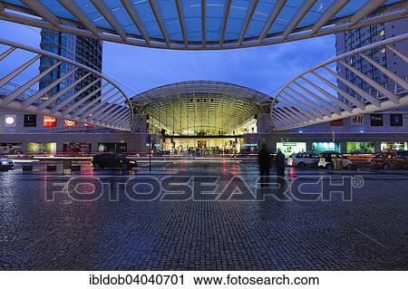 Stock Image - "Shopping center Vasco da Gama, in front roof of the station Lisbon Oriente, Lisbon, Portugal, Europe". Fotosearch