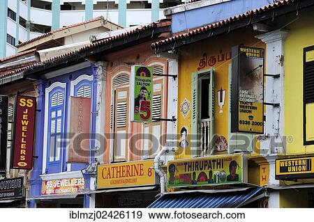 "Shops, colourful buildings, Indian quarter, Little India, Singapore, Asia" View Large Photo Image Stock Photo - "Shops, colourful buildings, Indian quarter, Little India, Singapore, Asia". Fotosearch