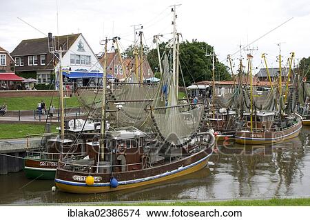 "Shrimp boats, harbour of Greetsiel, Krummhoern, East Frisia, Lower Saxony, Germany, Europe" View Large Photo Image Picture - "Shrimp boats, harbour of Greetsiel, Krummhoern, East Frisia, Lower Saxony, Germany, Europe". Fotosearch