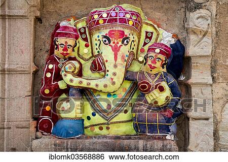 "Shrine, popular portrayal of the elephant-headed god Ganesha, Chittorgarh, Rajasthan, India, Asia" View Large Photo Image Stock Photograph - "Shrine, popular portrayal of the elephant-headed god Ganesha, Chittorgarh, Rajasthan, India, Asia". Fotosearch