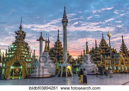 "Shrines, Shwedagon Pagoda, sunrise, Singuttara Hill, Yangon, Yangon Region, Myanmar, Asia" View Large Photo Image Stock Image - "Shrines, Shwedagon Pagoda, sunrise, Singuttara Hill, Yangon, Yangon Region, Myanmar, Asia". Fotosearch