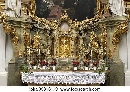 "Side altar in the nave, baroque Church of the Assumption of St. Mary, Ettal Abbey, Ettal, Upper Bavaria, Bavaria, Germany, Europe" View Large Photo Image Stock Photo - "Side altar in the nave, baroque Church of the Assumption of St. Mary, Ettal Abbey, Ettal, Upper Bavaria, Bavaria, Germany, Europe". Fotosearch
