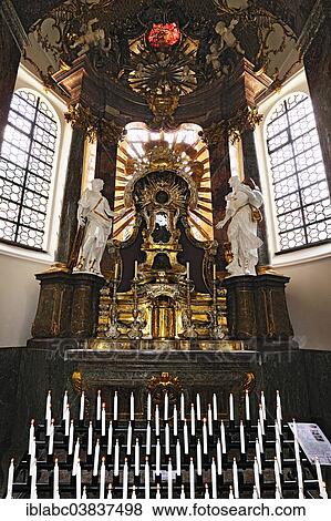 "Side altar with votive candles, Parish Church of St. Quirinus, Tegernsee, Upper Bavaria, Bavaria, Germany, Europe" View Large Photo Image Stock Photo - "Side altar with votive candles, Parish Church of St. Quirinus, Tegernsee, Upper Bavaria, Bavaria, Germany, Europe". Fotosearch