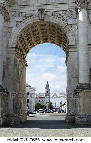 "Siegestor, victory gate, with Ludwigskirche church, Ludwigstrasse street, Munich, Upper Bavaria, Bavaria, Germany, Europe" View Large Photo Image Stock Photography - "Siegestor, victory gate, with Ludwigskirche church, Ludwigstrasse street, Munich, Upper Bavaria, Bavaria, Germany, Europe". Fotosearch