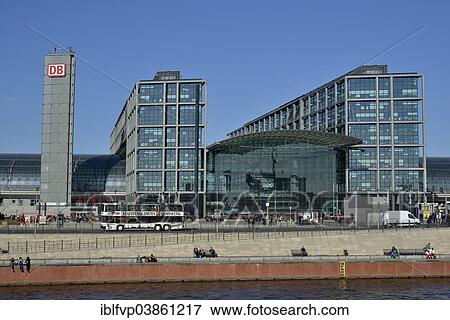 "Sightseeing bus in front of Berlin Hauptbahnhof main railway station, Spree River at the front, Berlin, Germany, Europe" View Large Photo Image Stock Photo - "Sightseeing bus in front of Berlin Hauptbahnhof main railway station, Spree River at the front, Berlin, Germany, Europe". Fotosearch