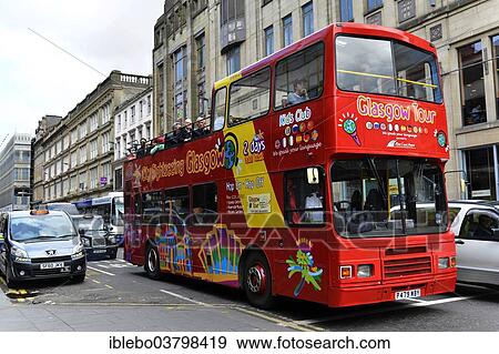 "Sightseeing bus in the center of Glasgow, Scotland, United Kingdom, Europe" View Large Photo Image Stock Photo - "Sightseeing bus in the center of Glasgow, Scotland, United Kingdom, Europe". Fotosearch