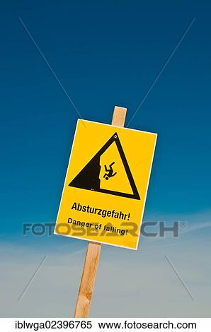 "Sign """"Absturzgefahr"""", German for """"fall hazard"""", Mt Nebelhorn, Oberstdorf, Allgaeu Alps, Oberallgaeu district, Bavaria, Germany, Europe" View Large Photo Image Stock Photography - "Sign """"Absturzgefahr"""", German for """"fall hazard"""", Mt Nebelhorn, Oberstdorf, Allgaeu Alps, Oberallgaeu district, Bavaria, Germany, Europe". Fotosearch