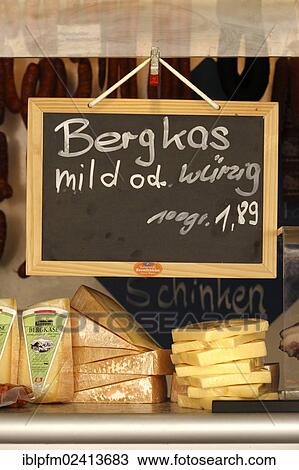 Sign advertising Bergkas cheese, Prien Market, Chiemgau, Upper Bavaria, Germany, Europe View Large Photo Image Stock Image - Sign advertising Bergkas cheese, Prien Market, Chiemgau, Upper Bavaria, Germany, Europe. Fotosearch