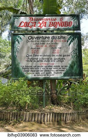 "Sign at the entrance to the Lola ya Bonobo Sanctuary, Kimwenza, Mont Ngafula, Kinshasa, Democratic Republic of the Congo" View Large Photo Image Stock Image - "Sign at the entrance to the Lola ya Bonobo Sanctuary, Kimwenza, Mont Ngafula, Kinshasa, Democratic Republic of the Congo". Fotosearch