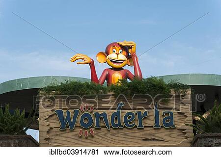 Stock Image - "Sign at the entrance, Wonderla Amusement Park, Bangalore, Karnataka, India, Asia". Fotosearch