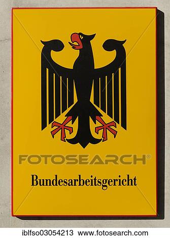Stock Image - "Sign """"Bundesarbeitsgericht"""", German for """"Federal Labour Court"""", Erfurt, Thuringia, Germany, Europe". Fotosearch