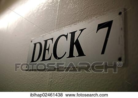 "Sign, Deck 7, on a ferry at night, Luebeck-Travemuende, Germany, Europe" View Large Photo Image Stock Photo - "Sign, Deck 7, on a ferry at night, Luebeck-Travemuende, Germany, Europe". Fotosearch