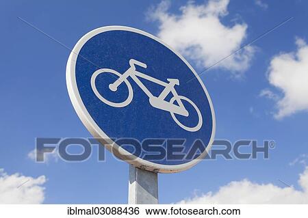 Stock Photograph - "Sign for a bicycle path, Las Playitas, Fuerteventura, Canary Islands, Spain, Europe". Fotosearch