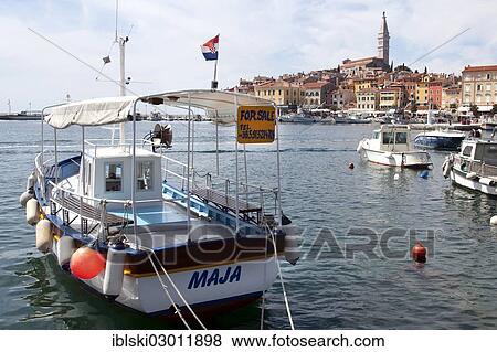 "Sign, """"For sale"""", on a boat in the port of Rovinj, Rovingo, Istria, Croatia, Europe, Rovinj, Croatia, Europe" View Large Photo Image Stock Photo - "Sign, """"For sale"""", on a boat in the port of Rovinj, Rovingo, Istria, Croatia, Europe, Rovinj, Croatia, Europe". Fotosearch