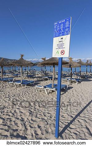 "Sign for use of the beach on the beach near Palma Nova, Majorca, Balearic Islands, Spain, Europe" View Large Photo Image Stock Photograph - "Sign for use of the beach on the beach near Palma Nova, Majorca, Balearic Islands, Spain, Europe". Fotosearch