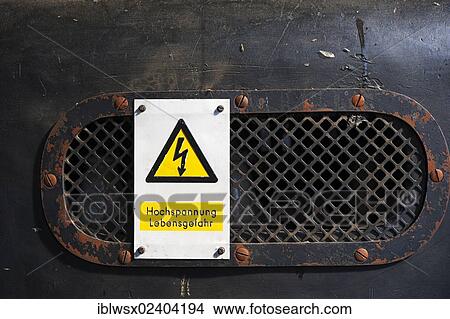 "Sign """"Hochspannung Lebensgefahr"""" or """"Danger High Voltage"""", turbine house, old hydropower plant in Rheinfelden, 1898-2011, view before the demolition, Rheinfelden, Baden-Wuerttemberg, Germany, Europe" View Large Photo Image Picture - "Sign """"Hochspannung Lebensgefahr"""" or """"Danger High Voltage"""", turbine house, old hydropower plant in Rheinfelden, 1898-2011, view before the demolition, Rheinfelden, Baden-Wuerttemberg, Germany, Europe". Fotosearch