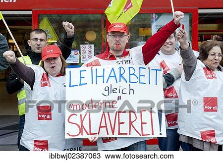 "Sign"""" Leiharbeit gleich moderne Sklaverei"""", German for """"temporary work is modern day slavery"""", day strike against the use of temporary workers, bargaining round of trade union Ver. di, Munich, Bavaria, Germany, Europe" View Large Photo Image Stock Image - "Sign"""" Leiharbeit gleich moderne Sklaverei"""", German for """"temporary work is modern day slavery"""", day strike against the use of temporary workers, bargaining round of trade union Ver. di, Munich, Bavaria, Germany, Europe". Fotosearch