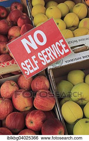 "Sign """"No self service"""" on fruit boxes, fruit market, Burano, Venice, Veneto, Italy, Europe" View Large Photo Image Stock Photograph - "Sign """"No self service"""" on fruit boxes, fruit market, Burano, Venice, Veneto, Italy, Europe". Fotosearch
