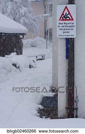 "Sign """"No snow removal"""" on a snowy road, Isny, Baden-Wuerttemberg, Germany, Europe" View Large Photo Image Stock Photograph - "Sign """"No snow removal"""" on a snowy road, Isny, Baden-Wuerttemberg, Germany, Europe". Fotosearch
